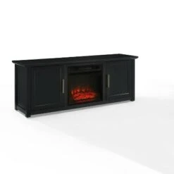 Camden Low Profile Fireplace and TV Stand for TVs up to 60" - Crosley Frosted Oak