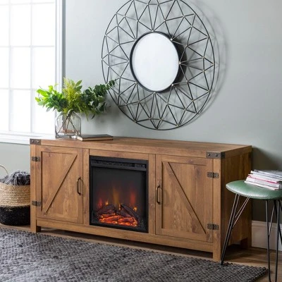 Clarabelle Double Door Farmhouse Electric Fireplace TV Stand for TVs up to 65" - Saracina Home White Oak 10 Clarabelle Double Door Farmhouse Electric Fireplace TV Stand for TVs up to 65" - Saracina Home White Oak - Image 8