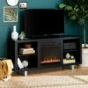 4 Cubby Modern Electric Fireplace with Metal Legs TV Stand for TVs up to 65" - Saracina Home Black
