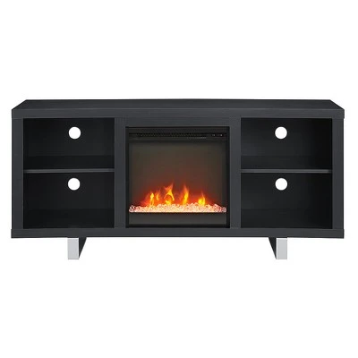4 Cubby Modern Electric Fireplace with Metal Legs TV Stand for TVs up to 65" - Saracina Home Black 9 4 Cubby Modern Electric Fireplace with Metal Legs TV Stand for TVs up to 65" - Saracina Home Black - Image 7