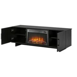 60" Rockwood Tv Stand with Fireplace - Room & Joy Dove Gray