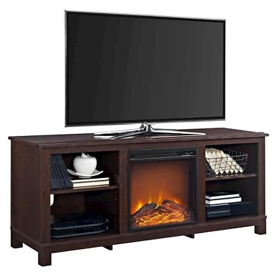 Brenner TV Console with Fireplace for TVs up to 60" - Room & Joy Cherry Espresso 3 Brenner TV Console with Fireplace for TVs up to 60" - Room & Joy Cherry Espresso