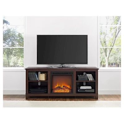 Brenner TV Console with Fireplace for TVs up to 60" - Room & Joy Cherry Espresso 6 Brenner TV Console with Fireplace for TVs up to 60" - Room & Joy Cherry Espresso - Image 4
