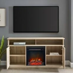 Modern 2 Door TV Stand with Electric Fireplace for TVs up to 65" - Saracina Home Slate Gray -Cheap TV Stands Store unnamed file 1228
