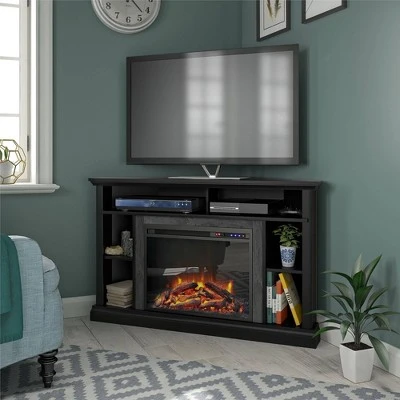 50" Irving Electric Corner Fireplace TV Stand - Room & Joy Black 5 50" Irving Electric Corner Fireplace TV Stand - Room & Joy Black - Image 3