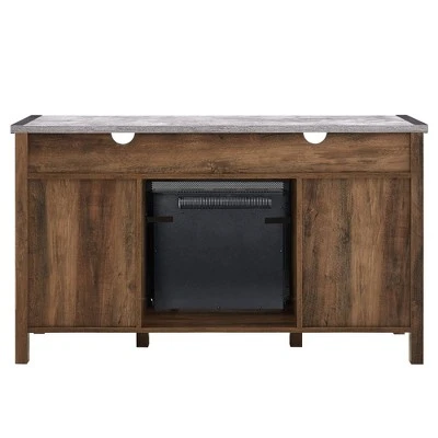 Farmhouse 2 Door TV Stand with Electric Fireplace for TVs up to 58" - Saracina Home Gray Wash 8 Farmhouse 2 Door TV Stand with Electric Fireplace for TVs up to 58" - Saracina Home Gray Wash - Image 6