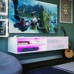 Glitch Floating TV Stand for TVs up to 60" White - NTENSE