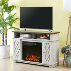 48" TV Stand for TVs up to 55" with Electric Fireplace White - Home Essentials -Cheap TV Stands Store unnamed file 1302