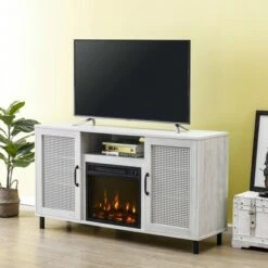 54" Transitional Electric Fireplace Saw Cut TV Stand for TVs up to 60" Off White - Home Essentials 15 54" Transitional Electric Fireplace Saw Cut TV Stand for TVs up to 60" Off White - Home Essentials -Cheap TV Stands Store unnamed file 1311