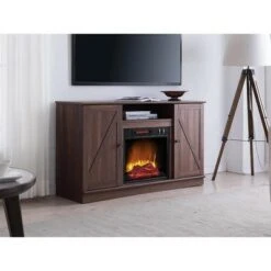 HearthPro Alexander Electric Fireplace Media Console in Weathered Brown - SP6547-OF