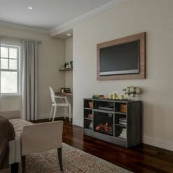 Hastings Home Electric Fireplace TV Stand – Gray