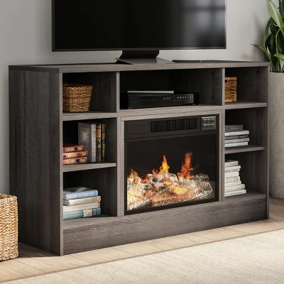 Hastings Home Electric Fireplace TV Stand – Gray 4 Hastings Home Electric Fireplace TV Stand – Gray - Image 2