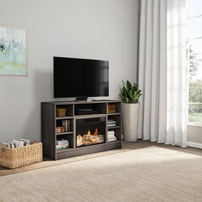 Hastings Home Electric Fireplace TV Stand – Gray 5 Hastings Home Electric Fireplace TV Stand – Gray - Image 3