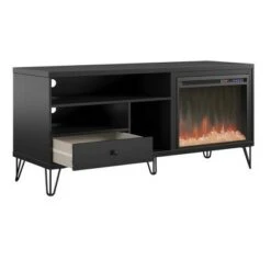 65" Heywood Retro Fireplace Tv Stand - Room & Joy Walnut