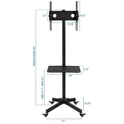 Mount-It! Mobile TV Cart Aluminum For 23"-55" Inch TVs (MI-1876) 5 Mount-It! Mobile TV Cart Aluminum For 23"-55" Inch TVs (MI-1876) - Image 4