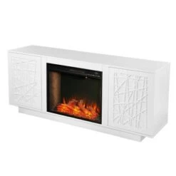Flonsland Alexa Smart Fireplace with Media Storage White - Aiden Lane