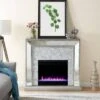 Tynchel Mirrored Faux Stone Fireplace with Color Changing Firebox Antique Silver - Aiden Lane -Cheap TV Stands Store unnamed file 1777