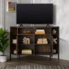 Corner TV Stand for TVs up to 55" with Metal Mesh Doors - Saracina Home Rustic Oak -Cheap TV Stands Store unnamed file 182