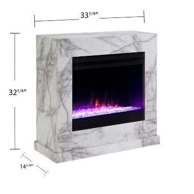 Dridun Faux Marble Color Changing Fireplace White/Gray - Aiden Lane 9 Dridun Faux Marble Color Changing Fireplace White/Gray - Aiden Lane - Image 7
