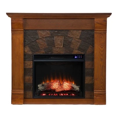 Paulm Faux Stone Touch Panel Electric Fireplace Salem Antique Oak - Aiden Lane 5 Paulm Faux Stone Touch Panel Electric Fireplace Salem Antique Oak - Aiden Lane - Image 3