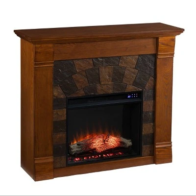 Paulm Faux Stone Touch Panel Electric Fireplace Salem Antique Oak - Aiden Lane 6 Paulm Faux Stone Touch Panel Electric Fireplace Salem Antique Oak - Aiden Lane - Image 4