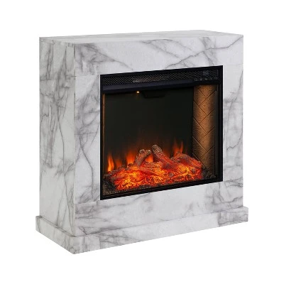 Dridun Faux Marble Fireplace with Alexa Firebox White/Gray - Aiden Lane 4 Dridun Faux Marble Fireplace with Alexa Firebox White/Gray - Aiden Lane - Image 2