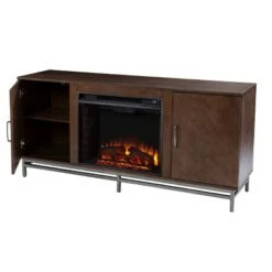 Retim Electric Fireplace with Media Storage Brown/Silver - Aiden Lane -Cheap TV Stands Store unnamed file 1955