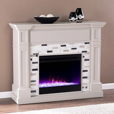 Talsham Color Changing Electric Fireplace with Marble Surround Gray - Aiden Lane 4 Talsham Color Changing Electric Fireplace with Marble Surround Gray - Aiden Lane - Image 2