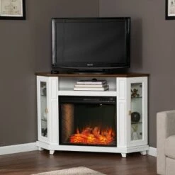Ruldon Smart Fireplace with Media Storage White/Brown - Aiden Lane -Cheap TV Stands Store unnamed file 1988