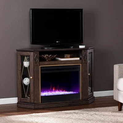 Stonstian Color Changing Fireplace with Media Storage Brown/Gold - Aiden Lane 3 Stonstian Color Changing Fireplace with Media Storage Brown/Gold - Aiden Lane