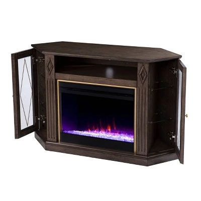 Stonstian Color Changing Fireplace with Media Storage Brown/Gold - Aiden Lane 11 Stonstian Color Changing Fireplace with Media Storage Brown/Gold - Aiden Lane - Image 9
