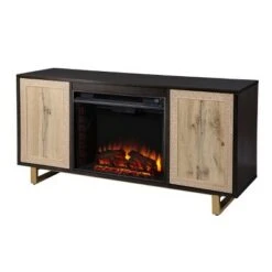 Shanmol Electric Media Fireplace with Carved Details Dark Brown/Natural - Aiden Lane -Cheap TV Stands Store unnamed file 2038