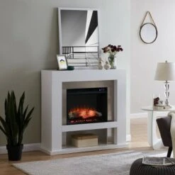 Lockman Stainless Steel Touch Panel Fireplace White - Aiden Lane -Cheap TV Stands Store unnamed file 2048