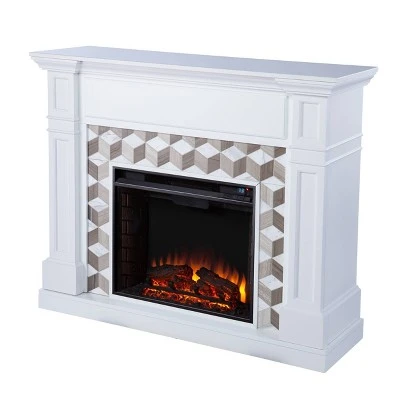 Budedar Electric Fireplace with Marble Surround White - Aiden Lane 3 Budedar Electric Fireplace with Marble Surround White - Aiden Lane