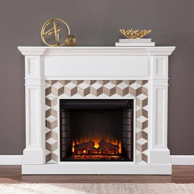 Budedar Electric Fireplace with Marble Surround White - Aiden Lane 4 Budedar Electric Fireplace with Marble Surround White - Aiden Lane - Image 2