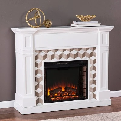 Budedar Electric Fireplace with Marble Surround White - Aiden Lane 5 Budedar Electric Fireplace with Marble Surround White - Aiden Lane - Image 3