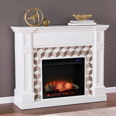 Budedar Touch Panel Fireplace with Marble Surround White - Aiden Lane 5 Budedar Touch Panel Fireplace with Marble Surround White - Aiden Lane - Image 3