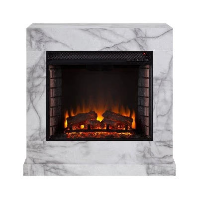 Dridun Faux Marble Fireplace White/Gray - Aiden Lane 4 Dridun Faux Marble Fireplace White/Gray - Aiden Lane - Image 2
