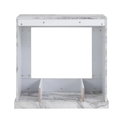 Dridun Faux Marble Fireplace White/Gray - Aiden Lane 8 Dridun Faux Marble Fireplace White/Gray - Aiden Lane - Image 6