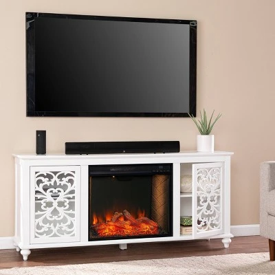 Hallvy Smart Electric Fireplace with Media Storage White - Aiden Lane 5 Hallvy Smart Electric Fireplace with Media Storage White - Aiden Lane - Image 3