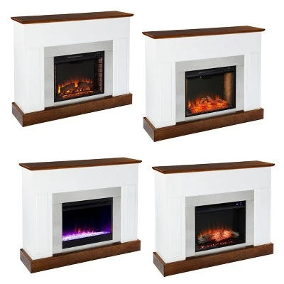 Cerkby Color Changing Electric Fireplace White/Dark Tobacco - Aiden Lane 9 Cerkby Color Changing Electric Fireplace White/Dark Tobacco - Aiden Lane - Image 7