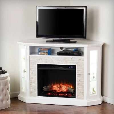 Reddon Corner Convertible Touch Panel Electric Fireplace with Storage - Aiden Lane White 3 Reddon Corner Convertible Touch Panel Electric Fireplace with Storage - Aiden Lane White
