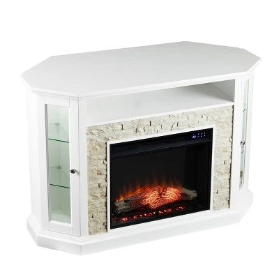 Reddon Corner Convertible Touch Panel Electric Fireplace with Storage - Aiden Lane White 6 Reddon Corner Convertible Touch Panel Electric Fireplace with Storage - Aiden Lane White - Image 4