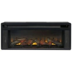 43" Electric Fireplace Insert with Log Set Look Black - Benzara