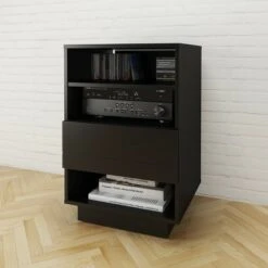 Stereo Drawer Audio Cabinet Black - Nexera