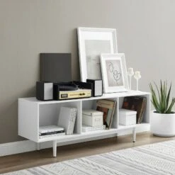 Large Liam Record Storage Console Cabinet - Crosley White
