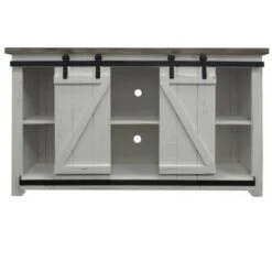 Farmhouse Style Barn Style Sliding Door TV Stand for TVs up to 60" Brown/White - The Urban Port