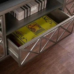 Binsprai Storage TV Stand for TVs up to 60" Silver - Aiden Lane