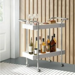Storage Cart with 2 Tier Design and Metal Frame White/Chrome - The Urban Port 6 Storage Cart with 2 Tier Design and Metal Frame White/Chrome - The Urban Port -Cheap TV Stands Store unnamed file 3135