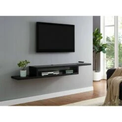 72" Asymmetrical Wall Mounted A/V Console Black - Martin Furniture